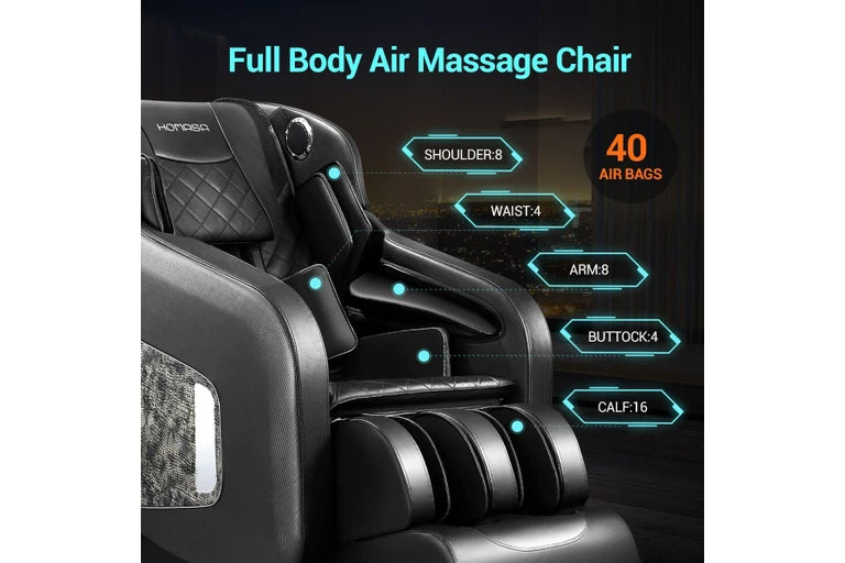 HOMASA 4D Electric Massage Recliner Chair Zero Gravity Massager Grey