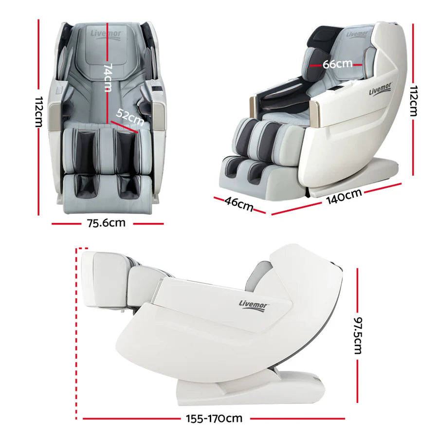 Livemor Massage Chair Electric Recliner Massager White Varitas