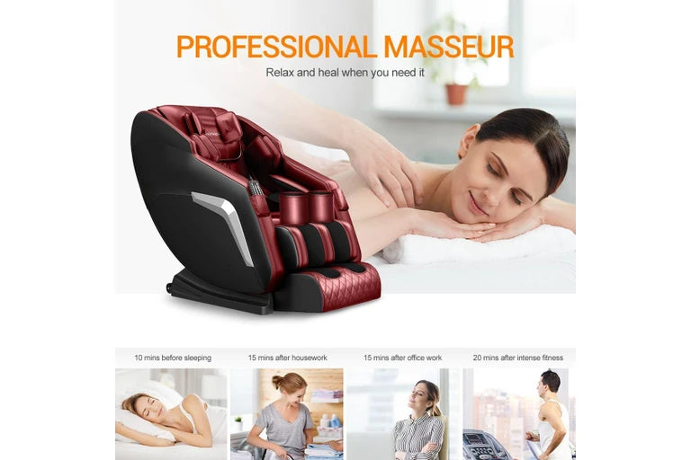 HOMASA Red Full Body Massage Chair Zero Gravity Recliner